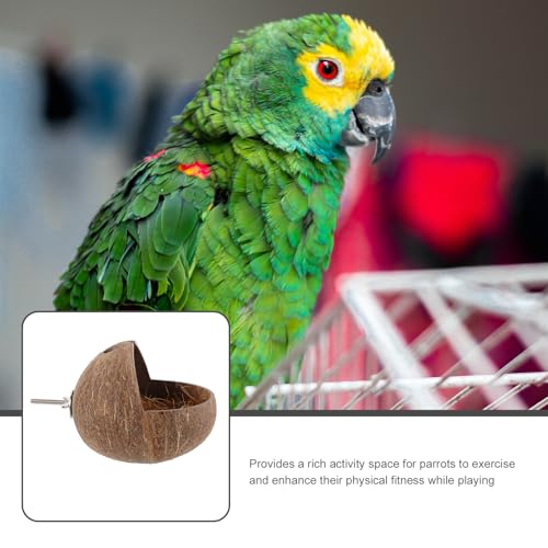 Image of Kisangel Coconut Shell Bird Nest Parrot House for Cage with Exercise Space Bird Bed for Breeding Suitable for Lovebirds Parakeets 5.31X5.31X5.11 Inches