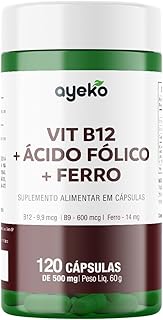 Vitamina B12 + Ácido Fólico + Ferro 120 cápsulas - Ayeko