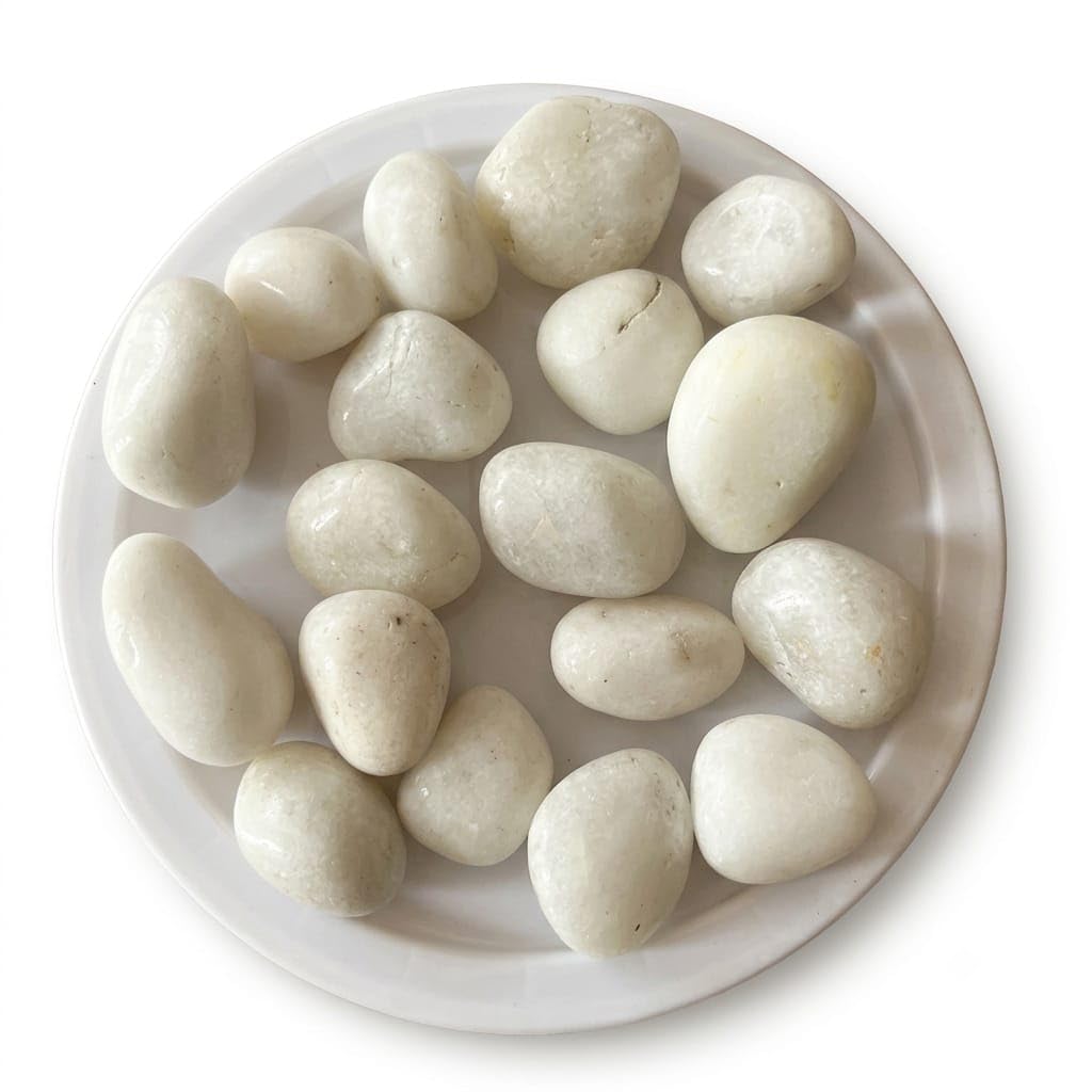 1 Kg Polished White Pebbles Stones for Plant pots, Aquarium/Fish Tank, Decorations, Garden, Tables, and Home Decor (1 Kg, White Stone) BIG SIZE 40-50 MM-image-19