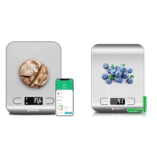 Etekcity Báscula de cocina para alimentos, grande, escala de nutrición, acero inoxidable 304 con aplicación Bluetooth y escala digital mediana de