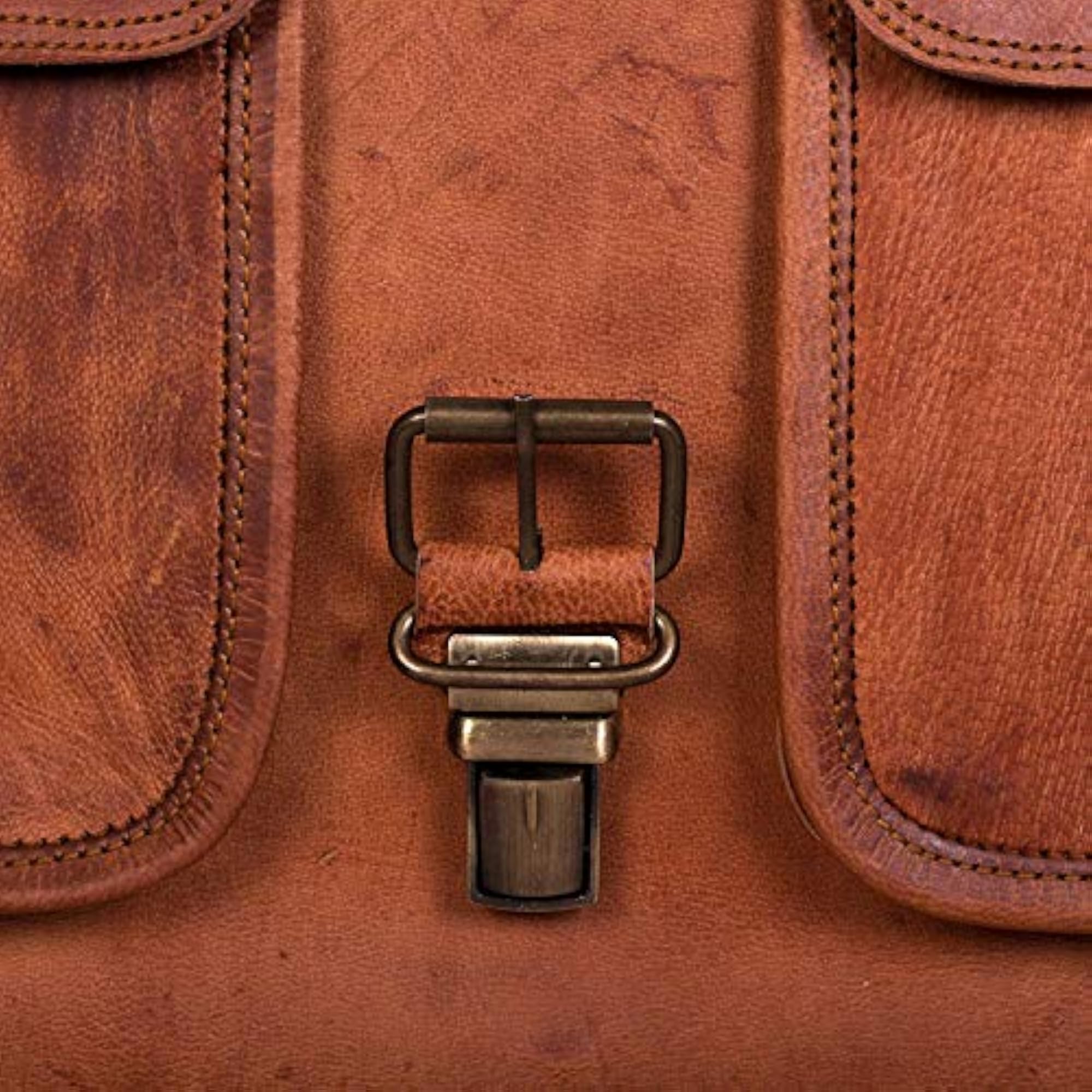 15 Inch Genuine Leather Laptop Office Messenger Bag, Brown