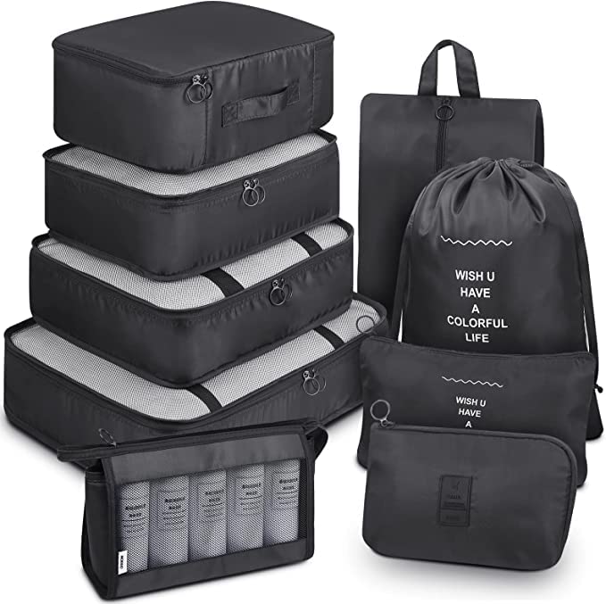 Kit 5 Cubes De Voyage Compressibles - Organise Valise, Vêtements & Affaires De Toilette | Gain De Place Assuré