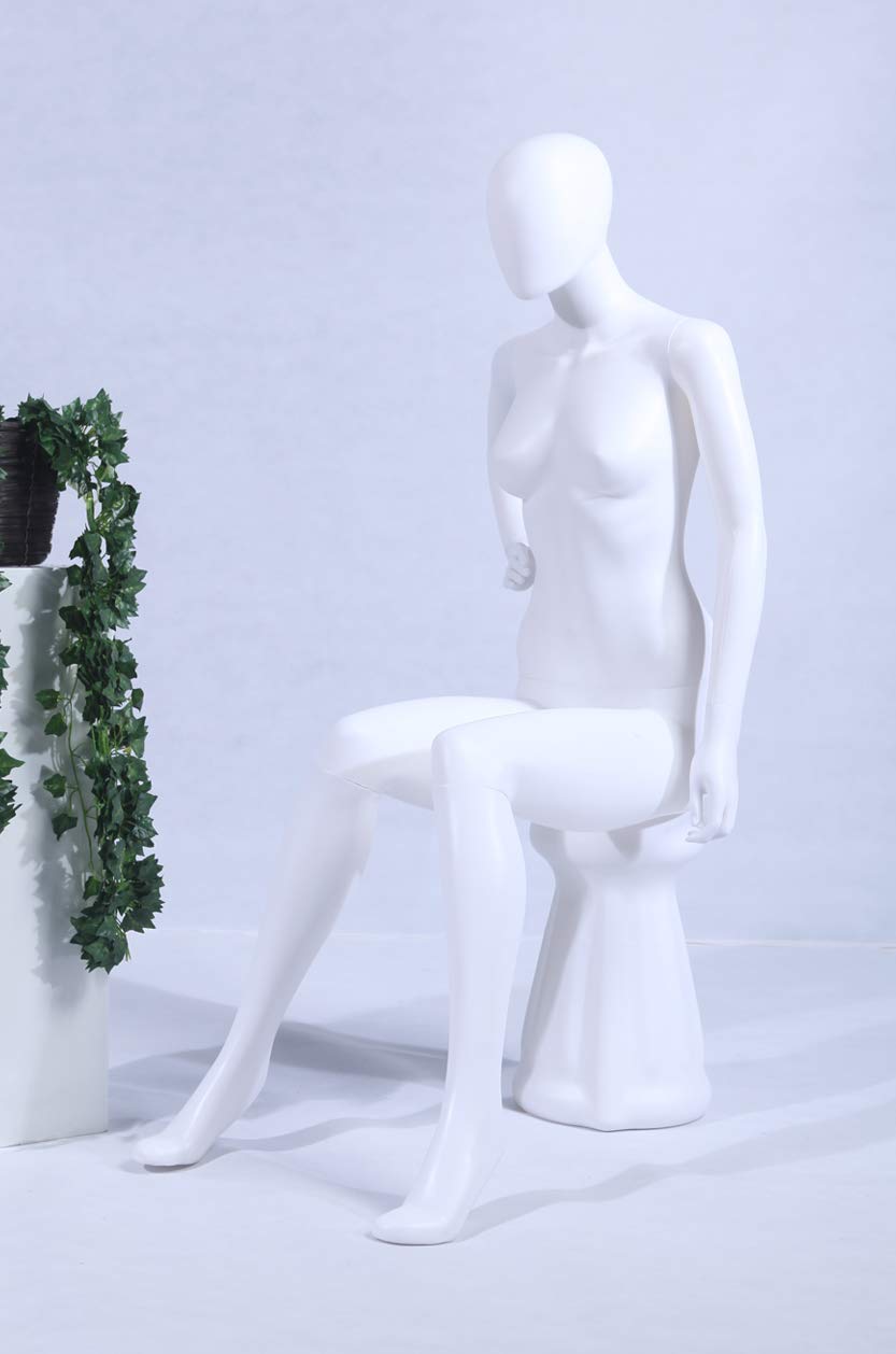 FC66-W Mannequin de vitrine mobile pour femme assise Blanc mat (femelle FC66-W)