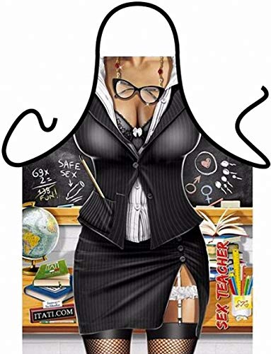 ITATI Grembiule Sexy griglia Barbecue Grembiule da Cucina antimacchia per Donna, Modello Professore, Dimensioni 75 x 58 cm