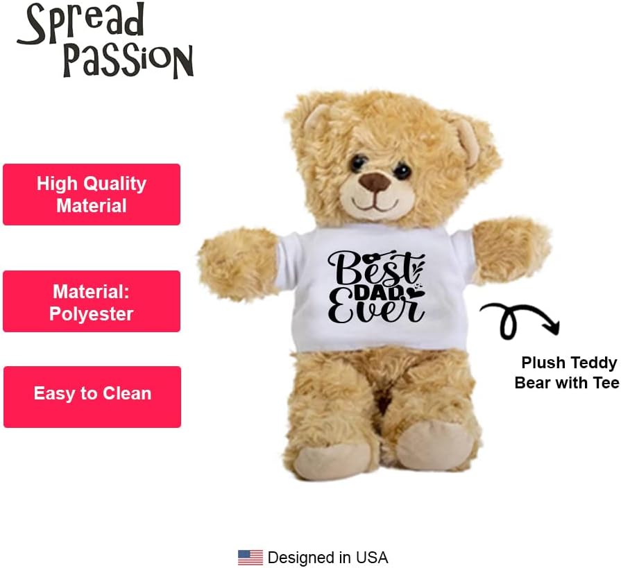 Miniatura 3 de SpreadPassion Oso de peluche Best Dad Ever, regalo para papá, animal de peluche, oso de peluche con camiseta, regalo de bienvenida para bebé, regalo