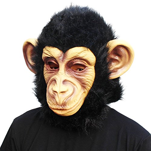 CreepyParty Monkey Gorilla Mask Latex Realistic Animal Full Head Masks for Halloween Costume Party Carnival Cosplay