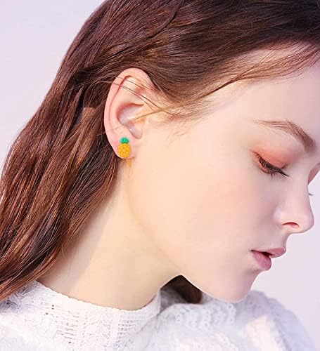 CASSIECA 9 Pairs Earrings for Girls Kids Stainless Steel Hypoallergenic Earrings for Children Cute Tiny Fruit Stud Earrings Birthday Christmas Gifts for Daughter Baby Girls