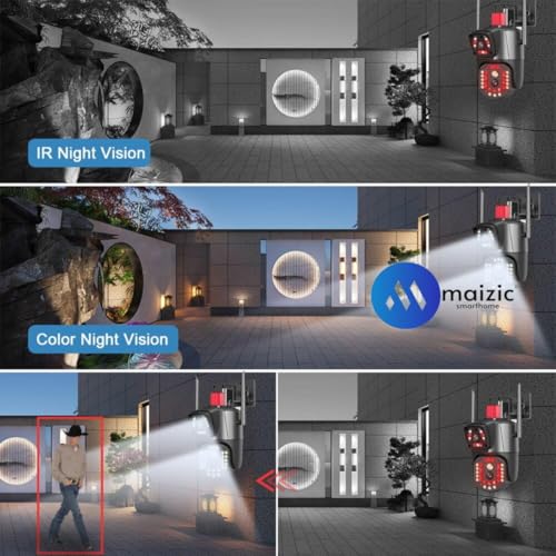 Image of Maizic Smarthome SuperCams 6MP HD WiFi Dual Lens & Dual Screen CCTV Camera | 1080p Video Recording, Color Night Vision, Bullet + 360� PTZ Control, IP66 Waterproof Outdoor Security Camera