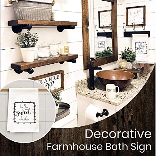 Peaces Of Joy Hello Sweet Cheeks Funny Hand Towel Sayings For Bathroom, Rustic Cute Dish Kitchen Fingertip Towels For Home, Decorative Farmhouse Bath Sign Gifts #TOP7