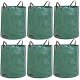 JERIA 6-Pack 72 Gallons Reusable Garden Waste Bags with 4 Handles,Lawn Pool Garden Heavy Duty Waste Bag for Loading Leaf,Trash,Yard Waste Bags (H30' X D26')
