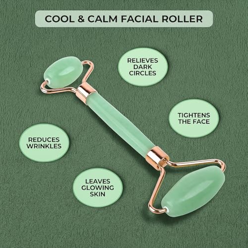 Image of (GREEN) Roller & Gua sha. For facial massager, under eye Dark circles, beauty treatment, puffy eyes, Eye roller and Blood flow.