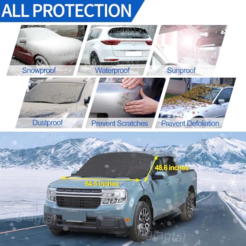 Image of Windshield Snow Cover Fit for Ford Ranger Maverick 2022-2024, Front Windshield Cover for Ice and Snow, Auto Extra Thick Windshield Ice Cover Protects Windshield from Rain, Sun, Frost (Black)