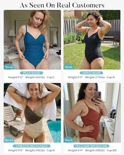 Image of B2prity One Piece Swimsuit Tummy Control Criss Cross Bathing Suit Slimming Ruched Swim Suit Push Up V Neck Swimwear Grey Blue