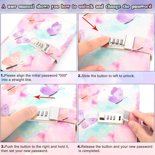 Youerls Geschenke für Mädchen 7 8 9 10 11 12 13 14 Jahre, Tagebuch mit Schloss, Einschulung Notizbuch Tagebuch mit Code Mäppchen Lesezeichen, Geburtstag Geschenk Mädchen Teenager Alter 6-15