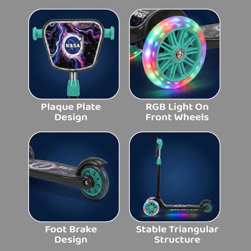 Image of StarAndDaisy X NASA Kick Scooter for Kids 3+ Years, Foldable Skate Scooter for Children Girls & Boys with Multi-Level Height Adjustment, LED Wheels & Brakes -(Officially Licensed) (Black)