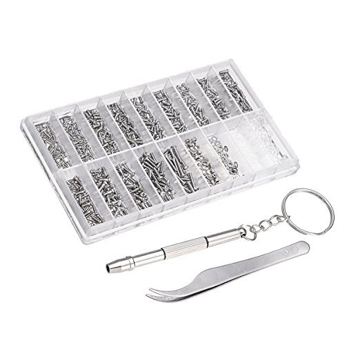 OUNONA Kit de reparo de óculos 1000 peças para óculos e relógios Spectacles com parafusos pequenos,