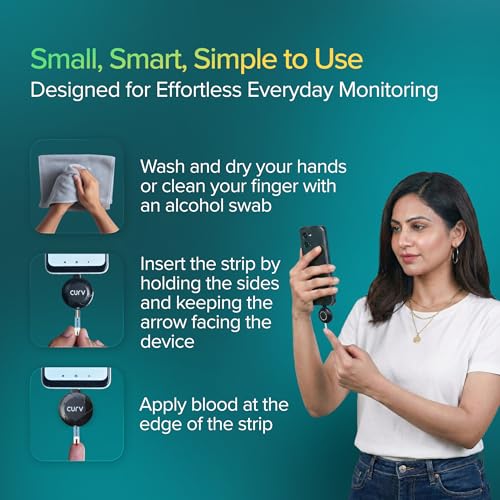 Image of BeatO Curv Glucometer Test Strips for Glucometer Machine | Sugar Test Strips | Blood Glucose Test Strips (50 Foil Test Strips Only)