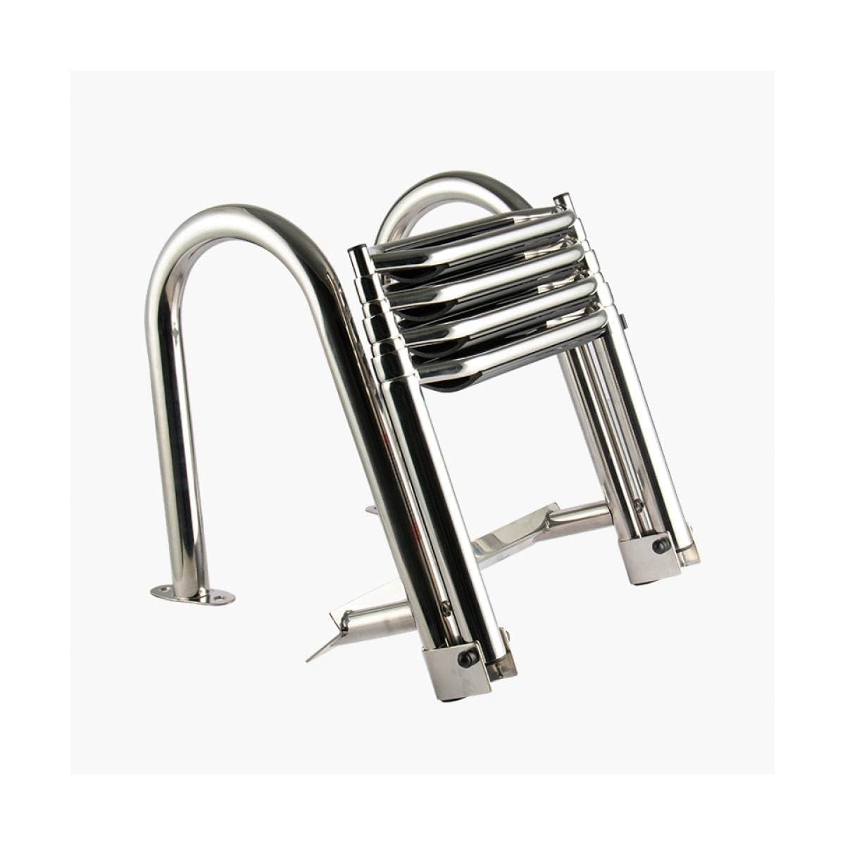 Scaletta per Barche Telescopica Pieghevole per Bacino Galleggiante/Scala per Barche,Scala per Barche a 4 Gradini per Pontone Telescopica Portante 3300lbs,Scala Pieghevole per Barche Assistenti a