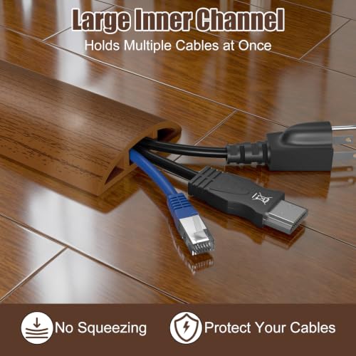 Image of Eapele Floor Cord Cover 10ft (2 Pack) Cord Covers for Wires on Floor, Heavy Duty Extension Cord Cover, Rubber Floor Cable Cover, Prevent Trip Hazard for Sidewalk Home Office Outdoor or Indoor Settings