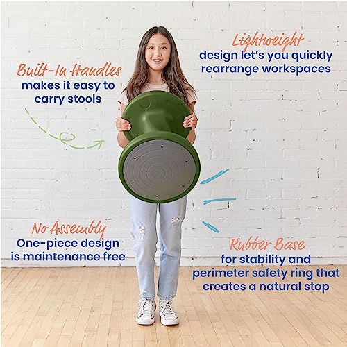 Image of ECR4Kids Twist Active Wobble Stool, 18in Seat Height, Classroom Furniture, Hunter Green