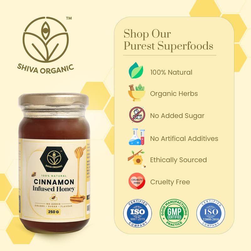 Image of Shiva Organic Infused Honey | Flavoured infused with Honey (250 g, Cinnamon Infused Honey)
