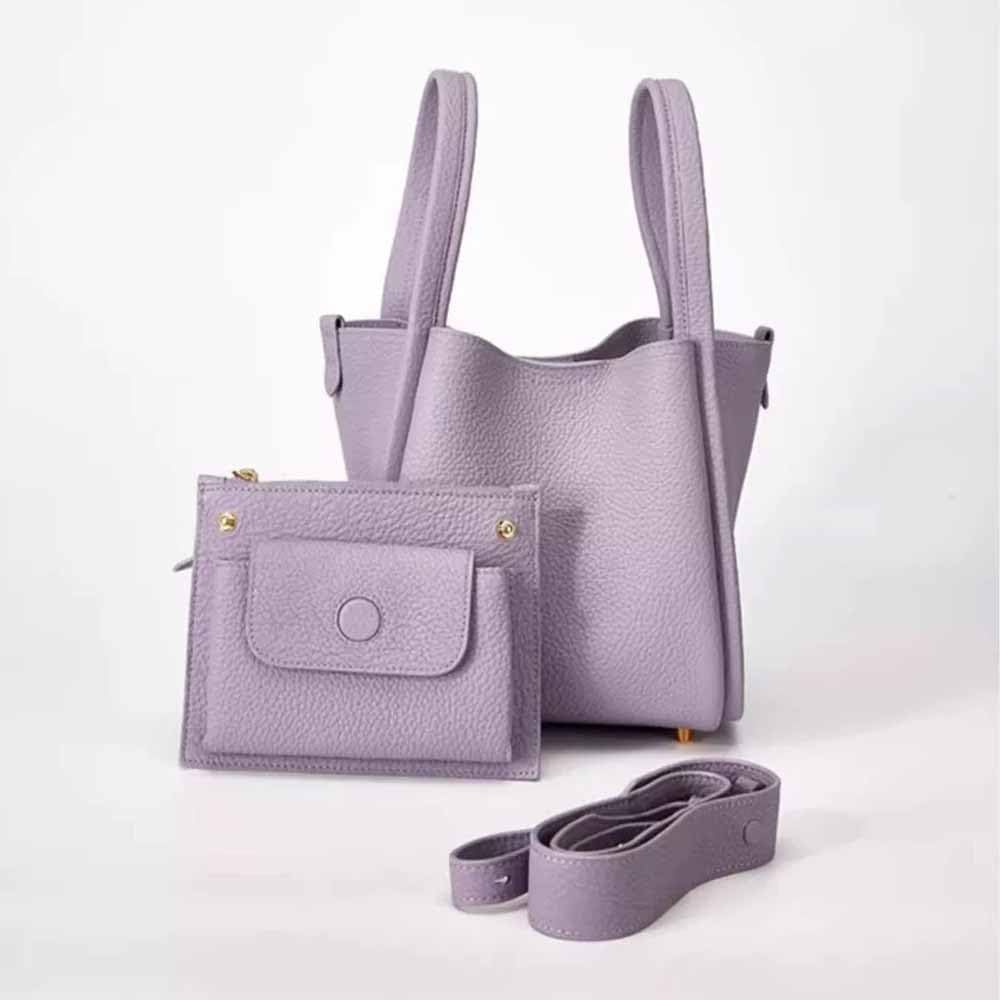 Women's Classic Design Luxury Leather Bag Soft Handbag Fashion Multi functional Bucket Bag Elegant Handbag - Image 4