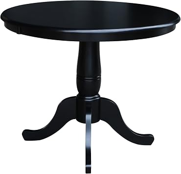 36 Round Top Pedestal Dining Table, 29.1 High, Black