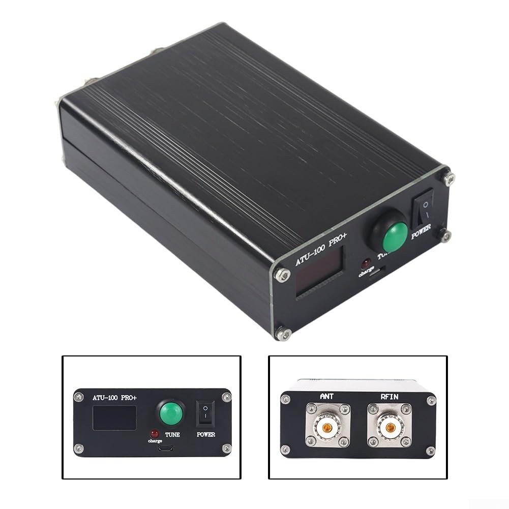 ATU-100 1.8-55MHz sintonizador de antena, caja automática de sintonizador de antena de aleación de aluminio con pantalla OLED de 0.96 pulgadas, soporta carga USB