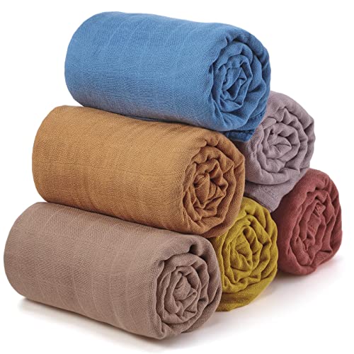 Image of 47 x 47 Inches Muslin Swaddle Blankets Cotton Newborn Receiving Blankets Breathable Colorful Baby Swaddle Soft Baby Registry Essentials Gift for Unisex Boy Girl(Mixed Colors)