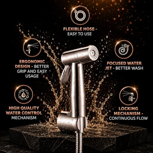 Image of Premium Stainless Steel Jet Spray Gun for Toilet - Durable Water Spray Gun for Bathroom Accessories Set & Personal Hygiene