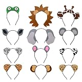 12pcs Jungle Animal Headbands Safari Party Favors Wild One Birthday Photo Booth Props Zoo Animals Pa
