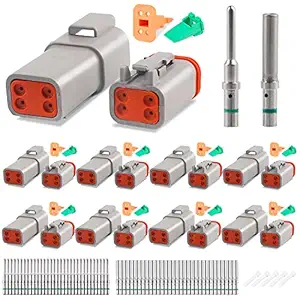 JRready ST6318-401 DT Deutsch Connector Kit with 4 Pin Gray Waterproof DT connectors?Pb-Free Size 16 Stamped Contacts 14-18AWG, Seal Plug