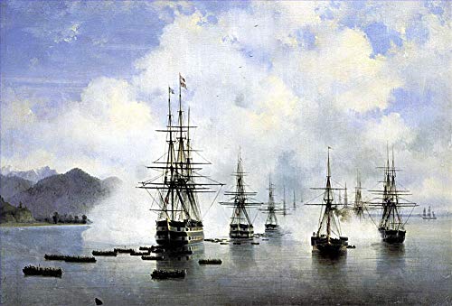 Navires de guerre navals en peinture sur toile d'Aivazovsky 1839