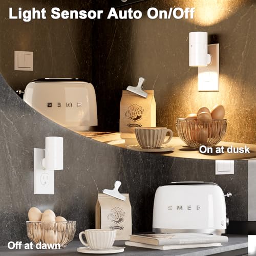 Image of NIORSUN Night Lights Plug into Wall, Dimmable with 3 Color Modes & Auto On /Off Sensor, Ultra-Slim Nightlight for Hallway, Bathroom, Bedroom, Nursery, Kitchen (6 Pack, White)