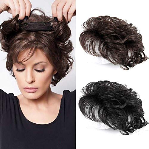 Natural Human Hair Topper Closure Curly Hair Clip in Hairpiece Short Hair Weaving Hair Replacement Hair Piece Wiglet for Women 13x14cm Natural Black 6"