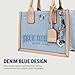 True Religion Tote Bag, Women's Bombe Logo Travel Purse Handbag, Denim