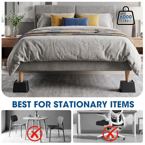 MYMULIKE Bed Risers 6 Inch Heavy Duty, Oversized Furnitures Risers 6 inch Support 6000 lbs, Bed Table Rising Blocks, Fits for Couch, Sofa, Chair, Furniture Lifts 4 Pack by MYMULIKE - Image 6