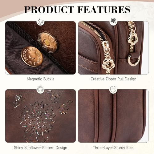 Image of Small Crossbody Bags for Women, RFID Phone Purse with Card Slots, Triple Compartments Lightweight Shoulder Bag