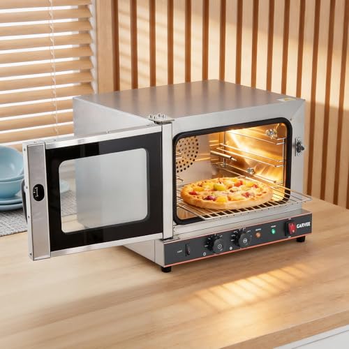 Image of Garvee Commercial Convection Oven Countertop, 22L /20Qt, 1440W Toaster, 3-Tier Electric Oven w /Front Glass Door, Trays Wire Racks Clip Gloves, 120V