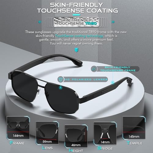 ATTCL Polarized Sunglasses for Men, Mens Sunglasses for Driving, Fishing, Golf, Pilot Square Metal Frame, UV4002