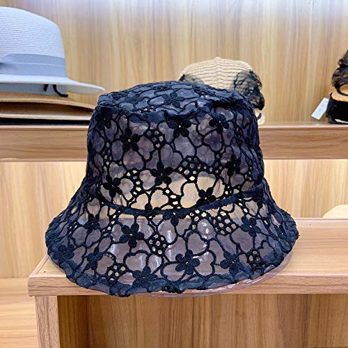 WEILY Summer Beach Encaje Sombrero de Sol, Ancho Plegable de Shade Borde Flojo del Sombrero de Sun de Encaje Poco voluminoso de Verano para Mujeres de Las señoras,Negro