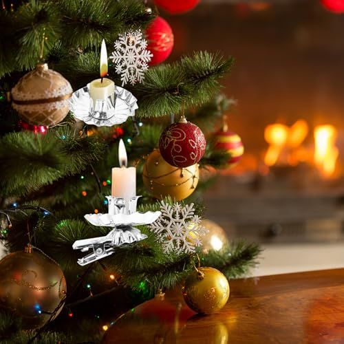Pinces à bougies DOITOOL en métal robuste argenté pour Noël