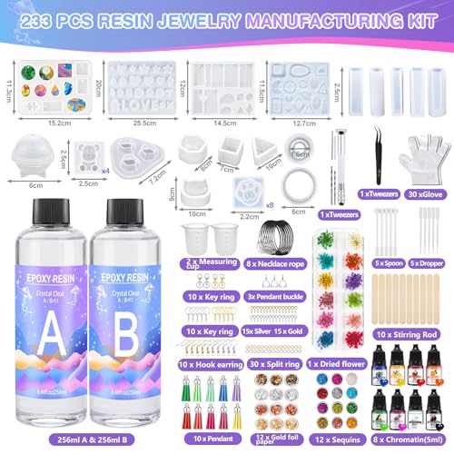 Miniatura 3 de Jotol Kit De Resina Epoxi,Kit Resina Epoxi Transparente,2 Partes 500ml 1: 1 Kit Resinas Epoxi,Para Bricolaje,Artesanía,Hacer Colgante,Llavero,Joyas