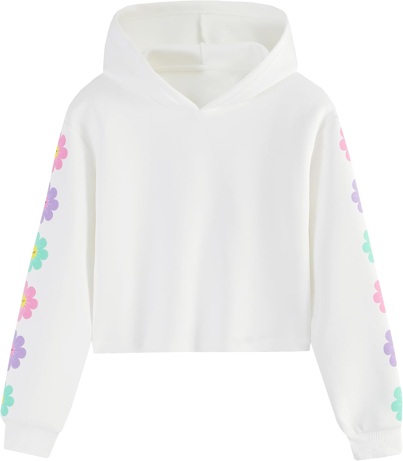 EXARUS Girls Sweatshirts Oversized/Crop Graphic Hoodie Letter Print Crew Neck Pullover Long Sleeve Casual School Kids