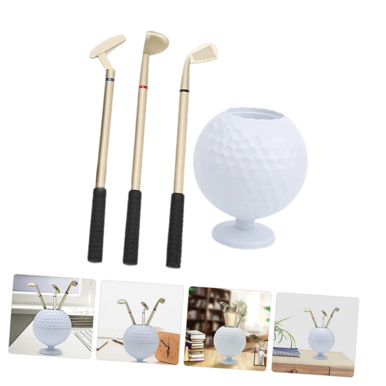 ifundom 3sets Portapenne Forma Di Palla Da Golf Con Penna Accessorio Da Ufficio Decorativo Per Appassionati Di Golf Per Uomini e Studenti Plastica