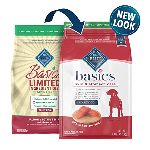 Blue Buffalo Basics Skin & Stomach Care, Grain Free Natural Adult Dry Dog Food, Salmon & Potato 4-Lb #TOP1