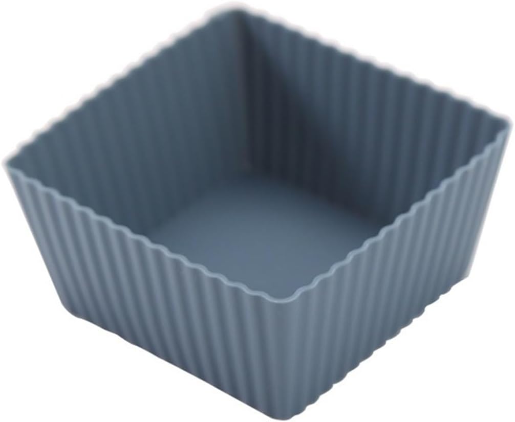 Silicone round cake mold, square heart-shaped Mafen cup, children's complementary food box, birthday party supplies(Square(blue))