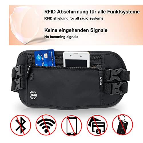 ECENCE Buiktasje met RFID-blocker, NFC-bescherming heuptasje, buikband voor dames, heren, kinderen, waterafwijzend… - Image 5
