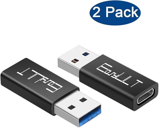 EasyULT USB C Female to USB3.0 Male Adapter 2Pack, Type C to USB A Converter Compatible with Galaxy Huawei Samsung Galaxy S20 Note 10 S20 Plus 20 etc (Black)