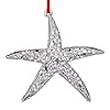 D4DREAM Starfish White Christmas Ornaments Metal Starfish Hanging Decorations for Christmas Tree Beach Theme Gifts